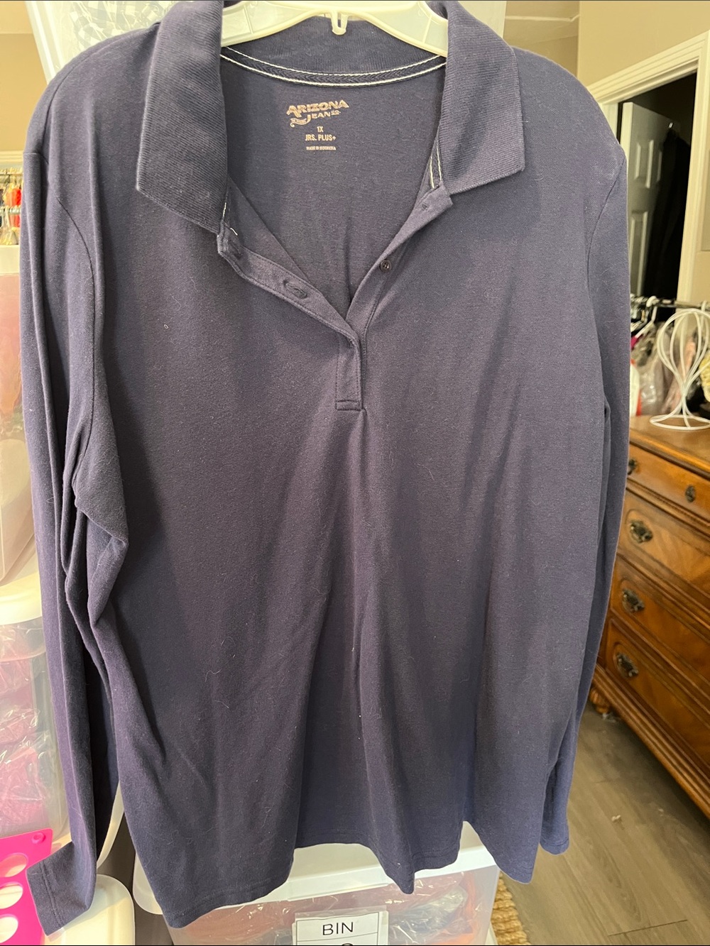 Arizona Jean Company Navy Long Sleeve Polo Top